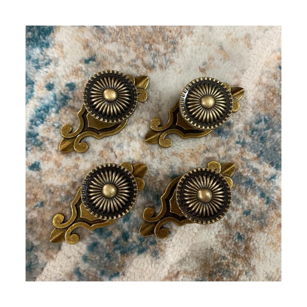 Brass Cabinet Knobs, Vintage Retro Mushroom Drawer Knobs with Backplate, Dres...