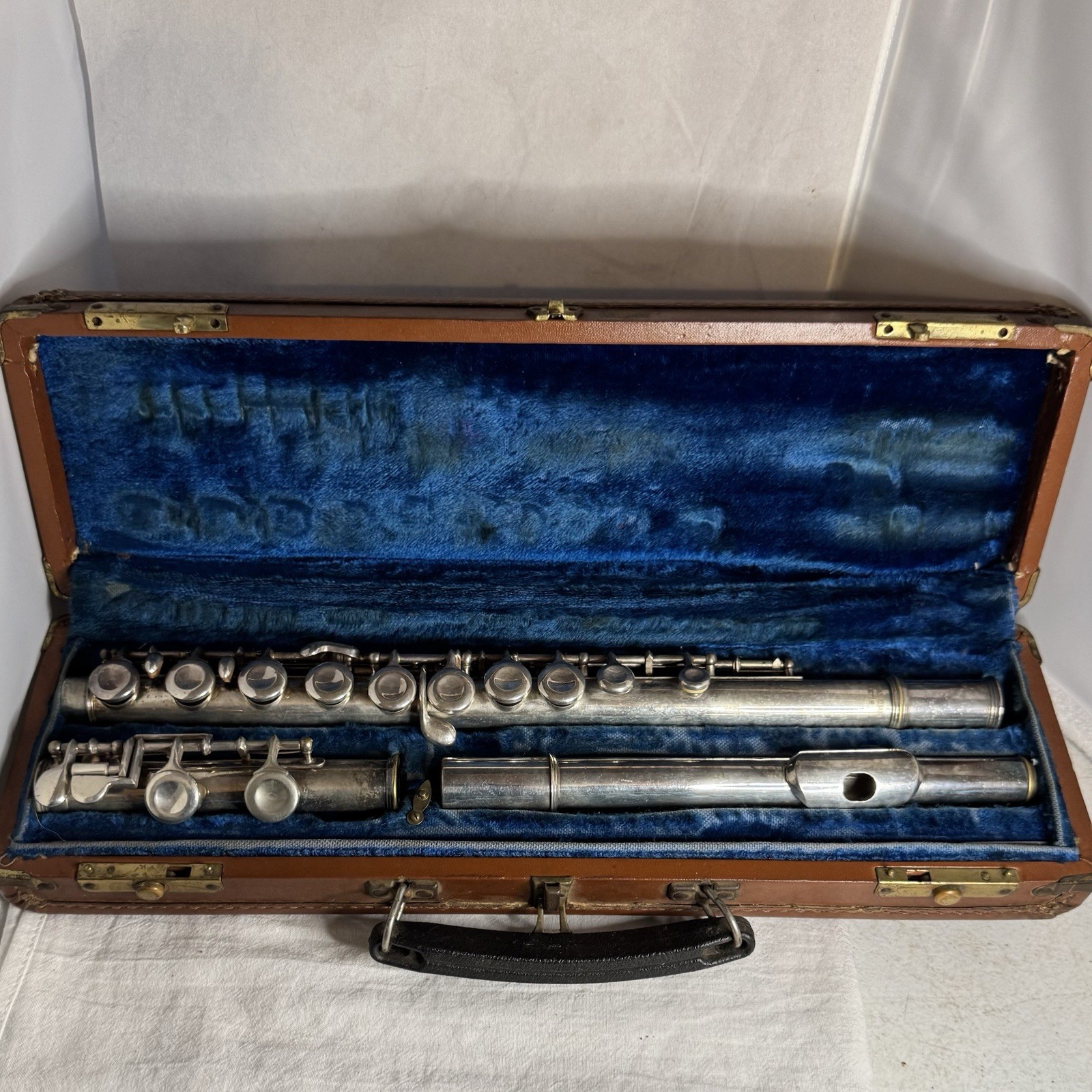 Vintage Alexandre Paris Flute With Case Italy Silver Plated 1713 W/Cleaning Rod