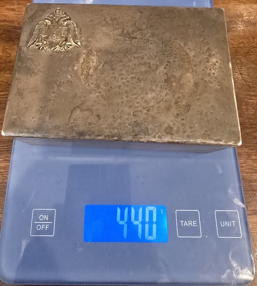 440 gm Solid Silver Antique Hinged Silver Box Snuff Cigarettes 90%