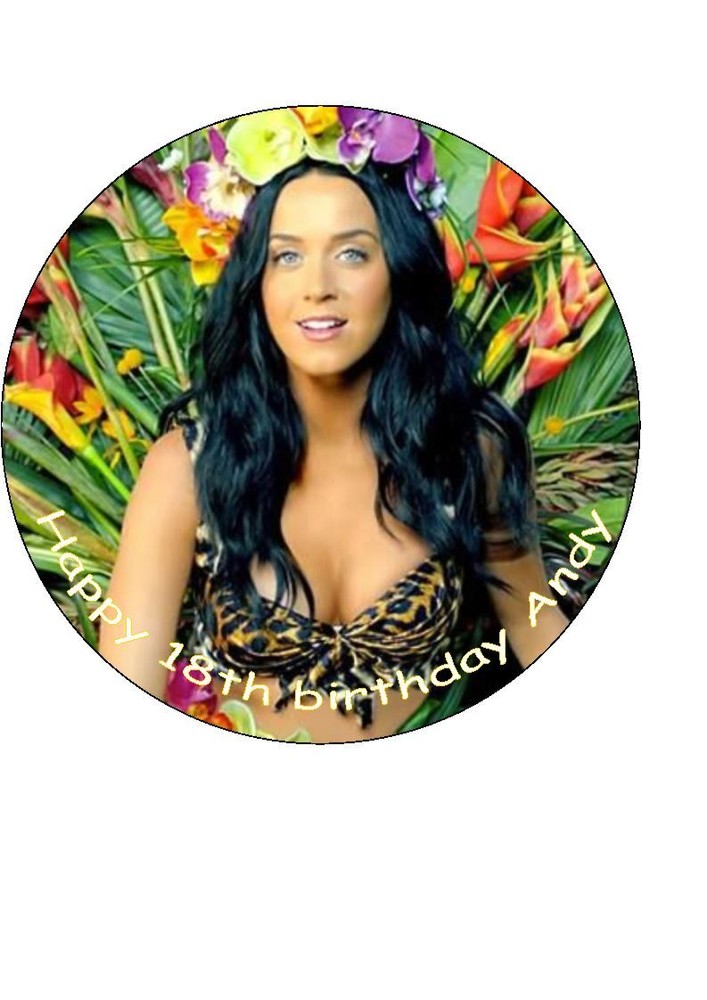 7.5 Katy Perry icing cake topper personalised with any message.