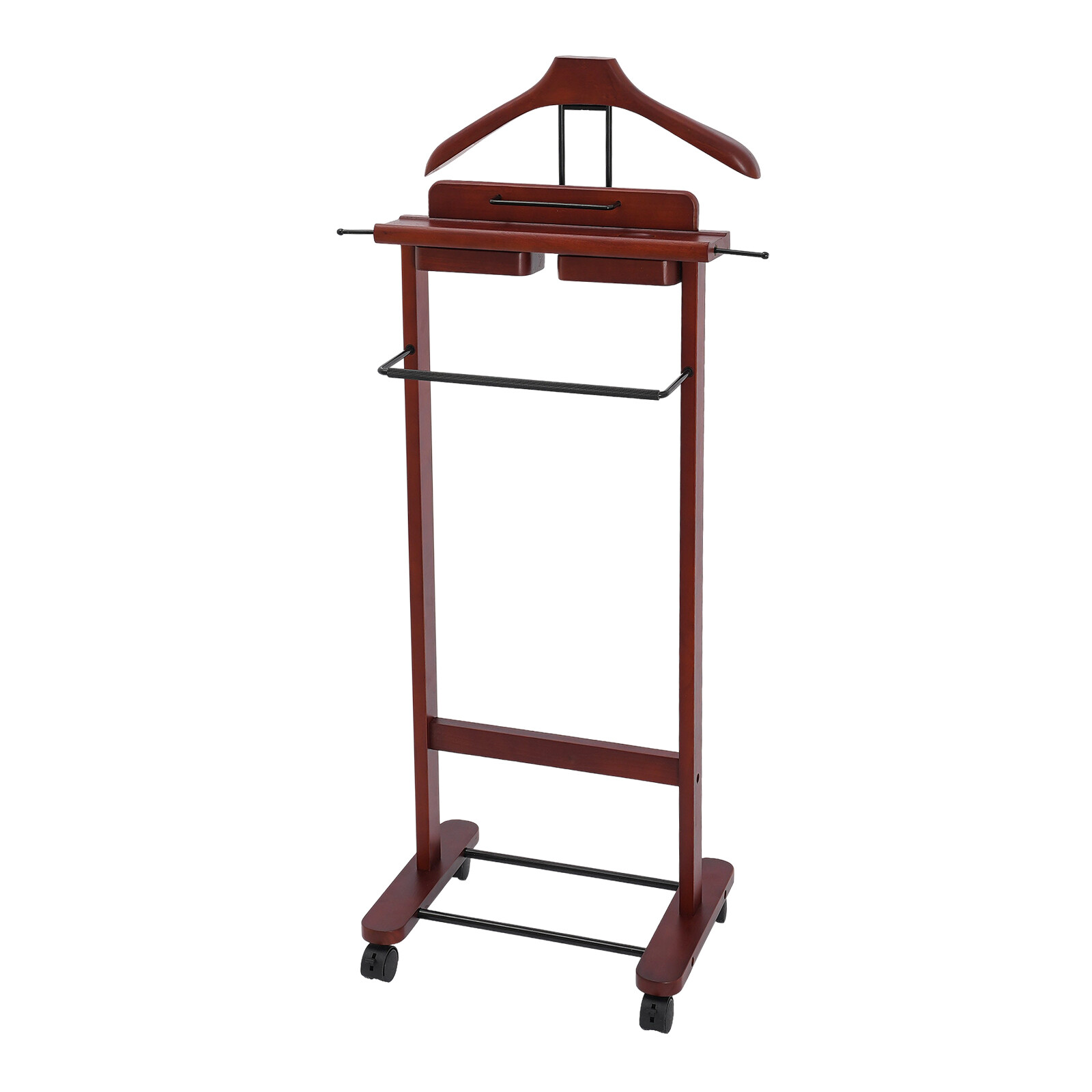 30kg Capacity Wood Suit Rack Freestanding Clothing Stand Suit Stand W/Wheels