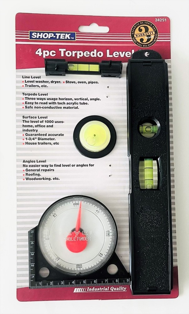 4-Pc Magnetic Torpedo level set , Line Level, Surface Level and Angles Level