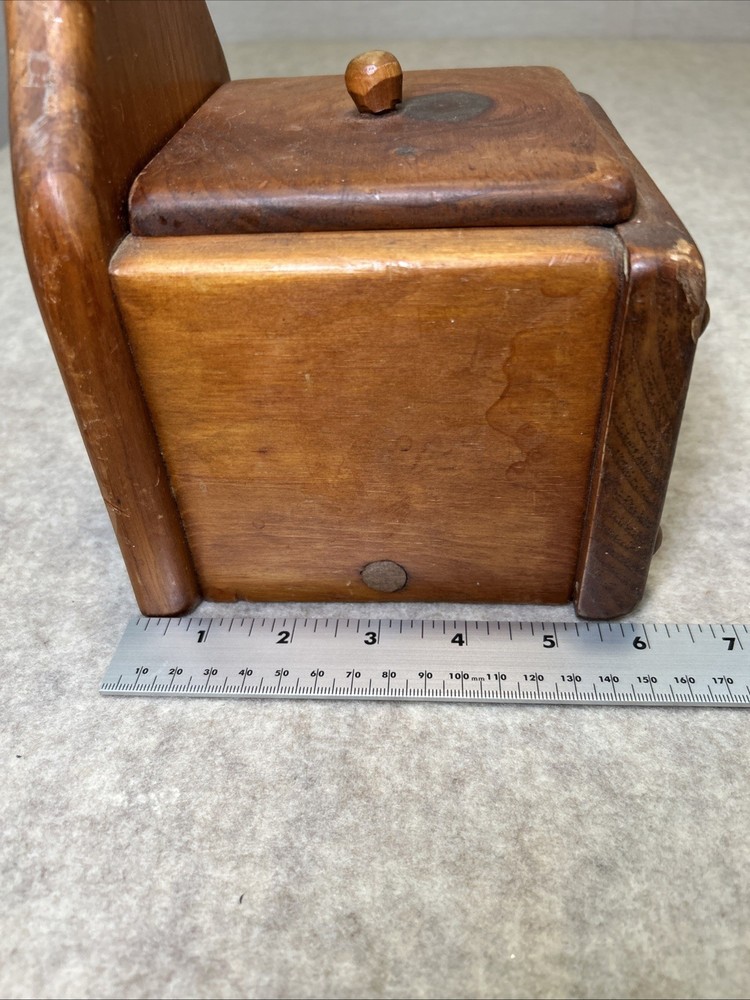 Primitive Antique Rustic Salt Box Handmade Wall Hanging Solid Wood