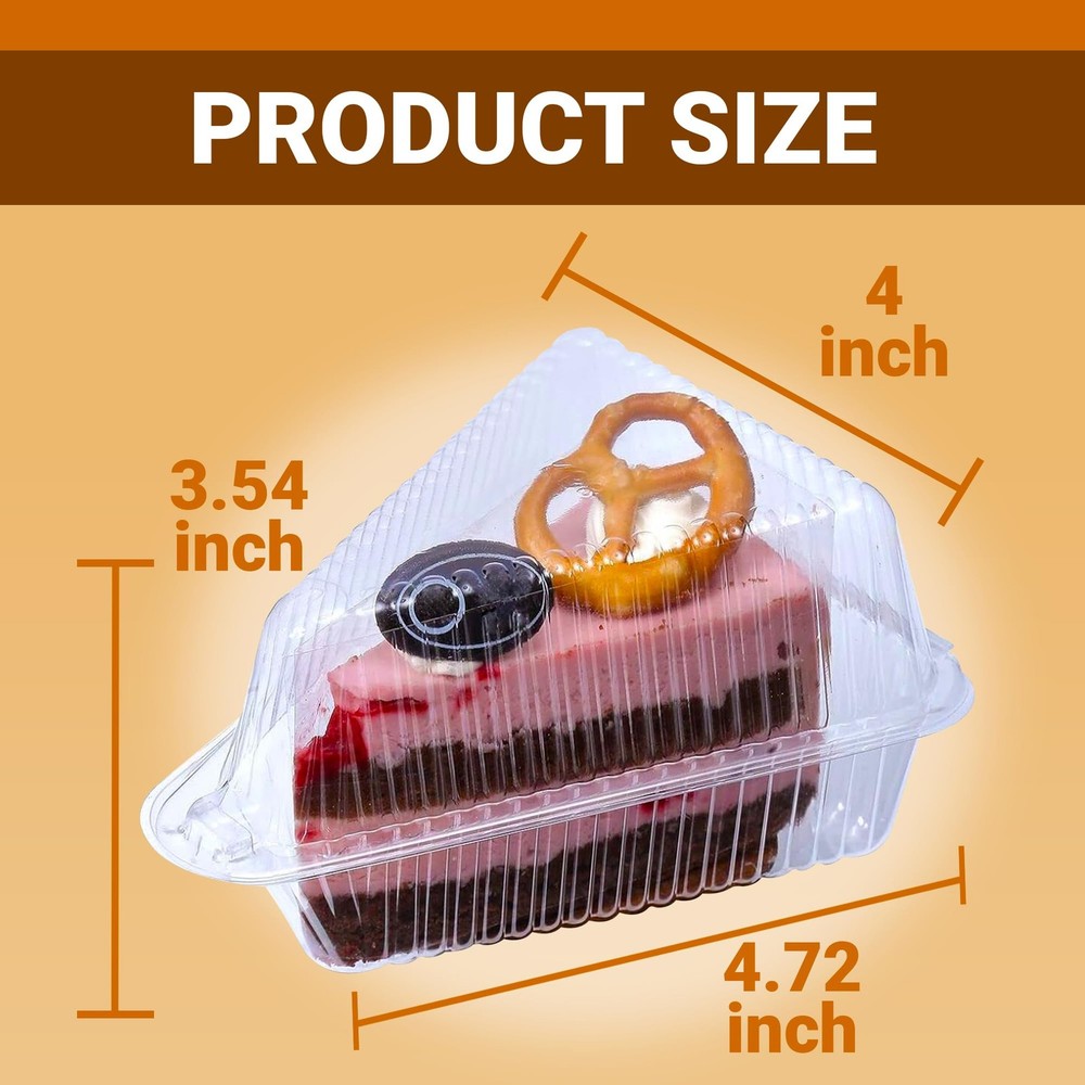 50 Pcs Cake Slice Containers with Lid, Single Clear Small, Triangle 50 Pack