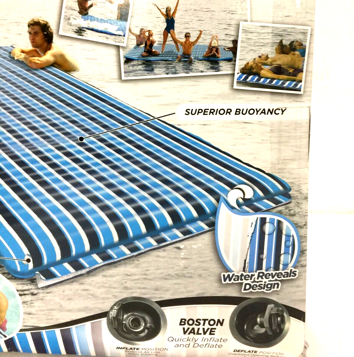 Aqua Supersized Floating Party Platform AZL17013J Durable Pool Float Blue Stripe