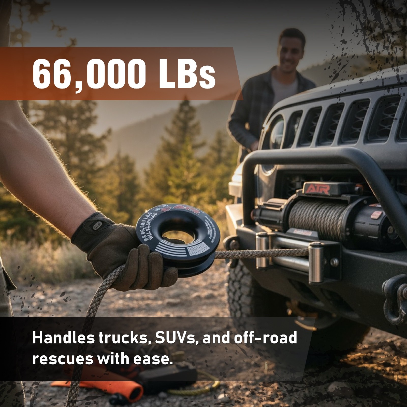 ATR Recovery Ring 66,000 lbs Winch Snatch for Soft Shackle and Synthetic Rope