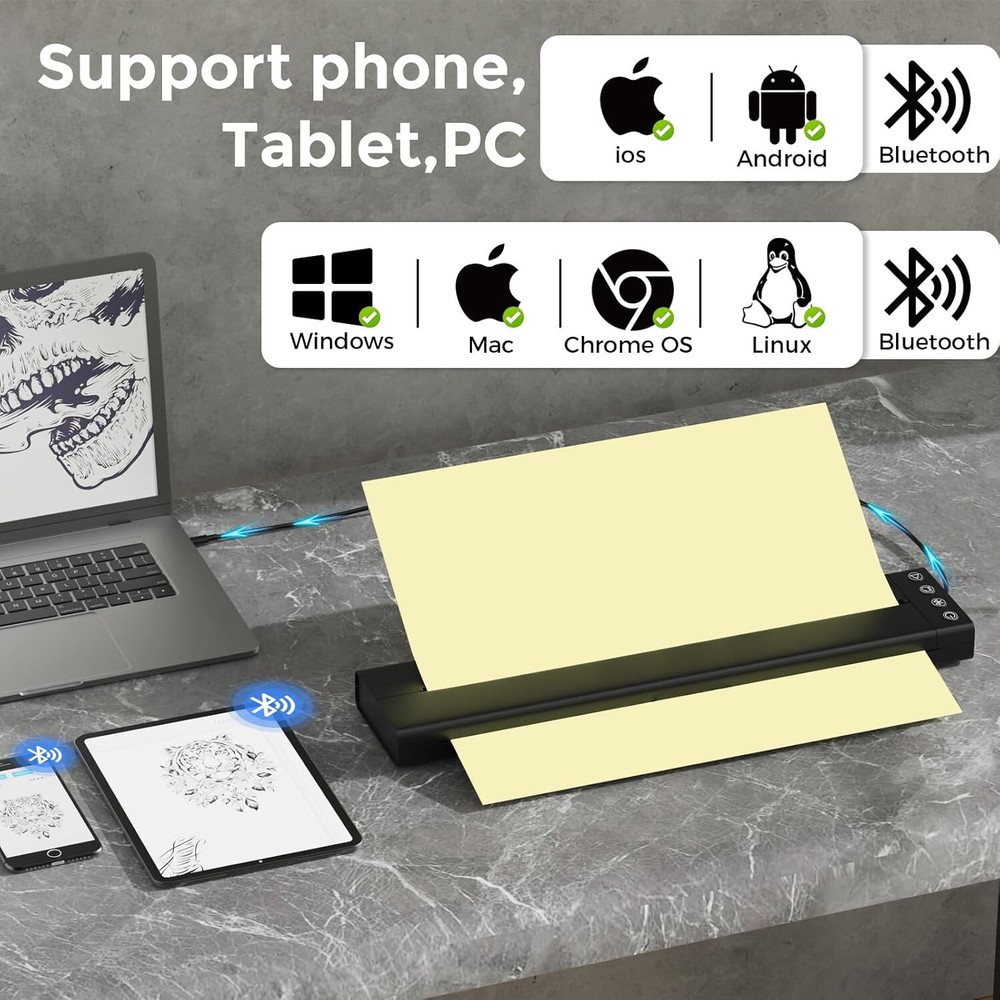 ✅ Tattoo Stencil Printer, Wireless Bluetooth Tattoo Transfer Stencil Machine NEW