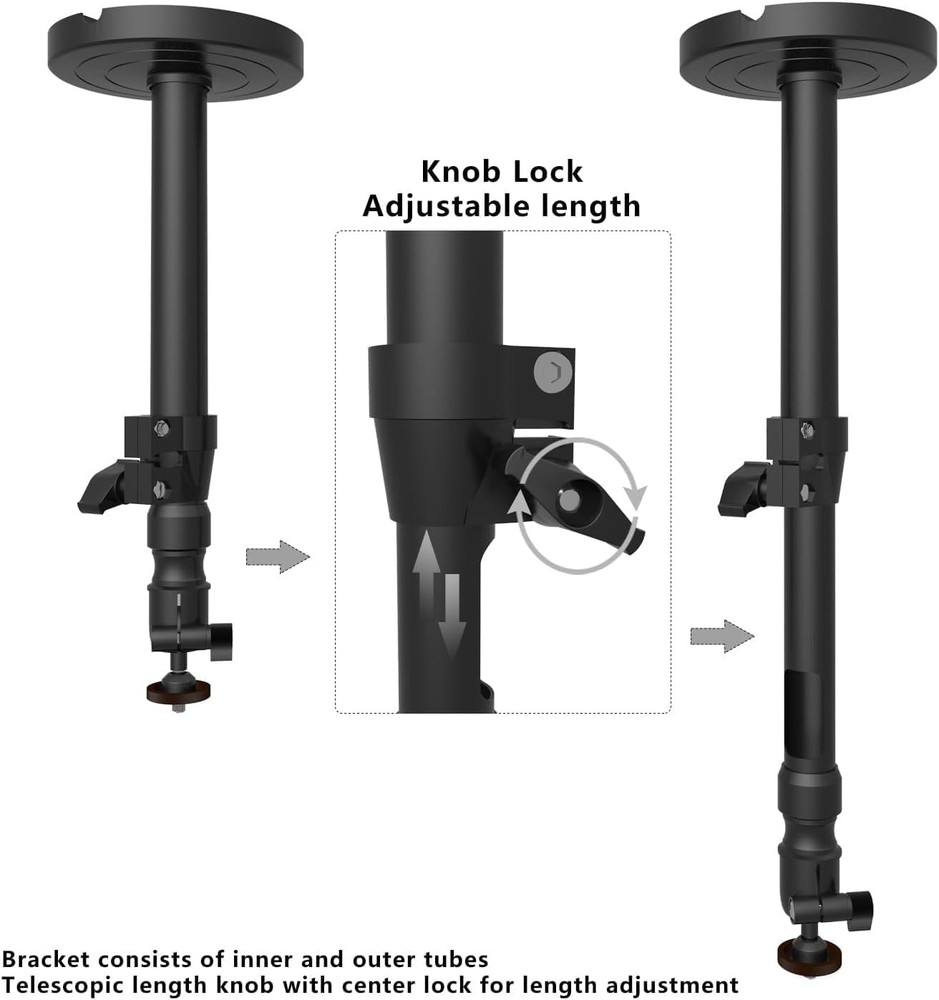 Projector Ceiling Mount, Universal Adjustable Height 14-20 inch, 360° Rotatio...