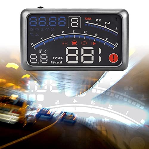 Car HUD Digital Speedometer Windshield MPH KM h Speed Limit Warning Plug and