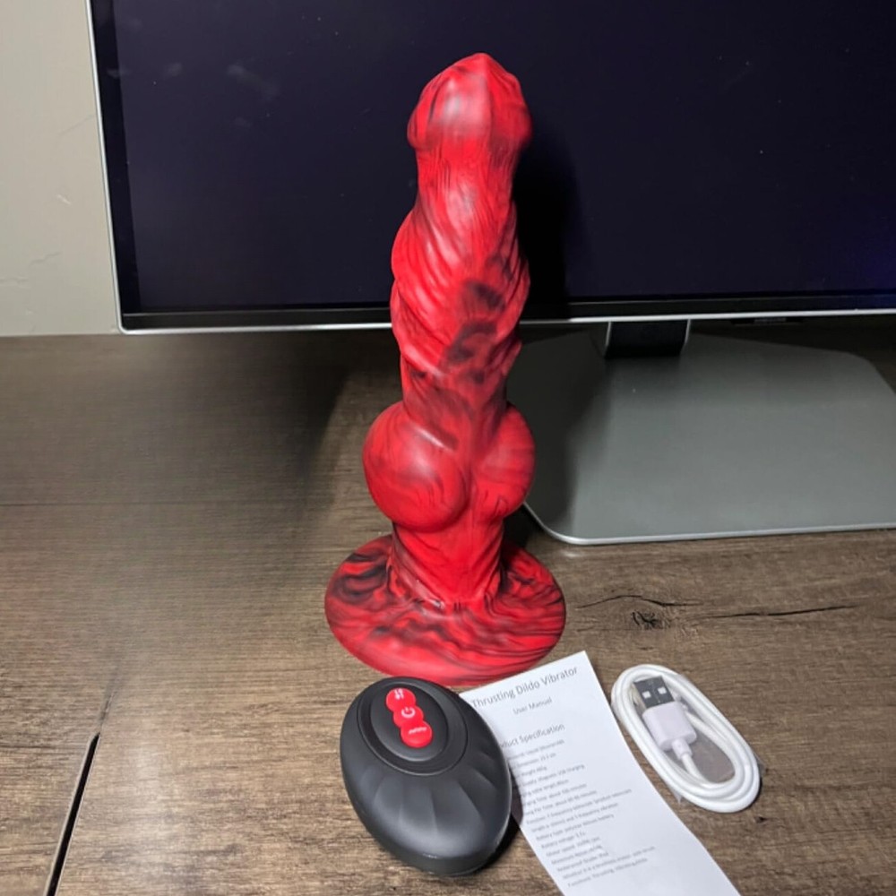 Thrusting Dildo Vibrator, Silicone Big Knot Dildo W/ 7 Thrusting & 7 Vibration