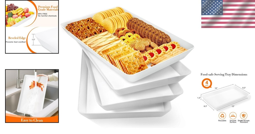 Reusable Plastic Serving Trays - Shatter Resistant for Stress-Free Entertaining