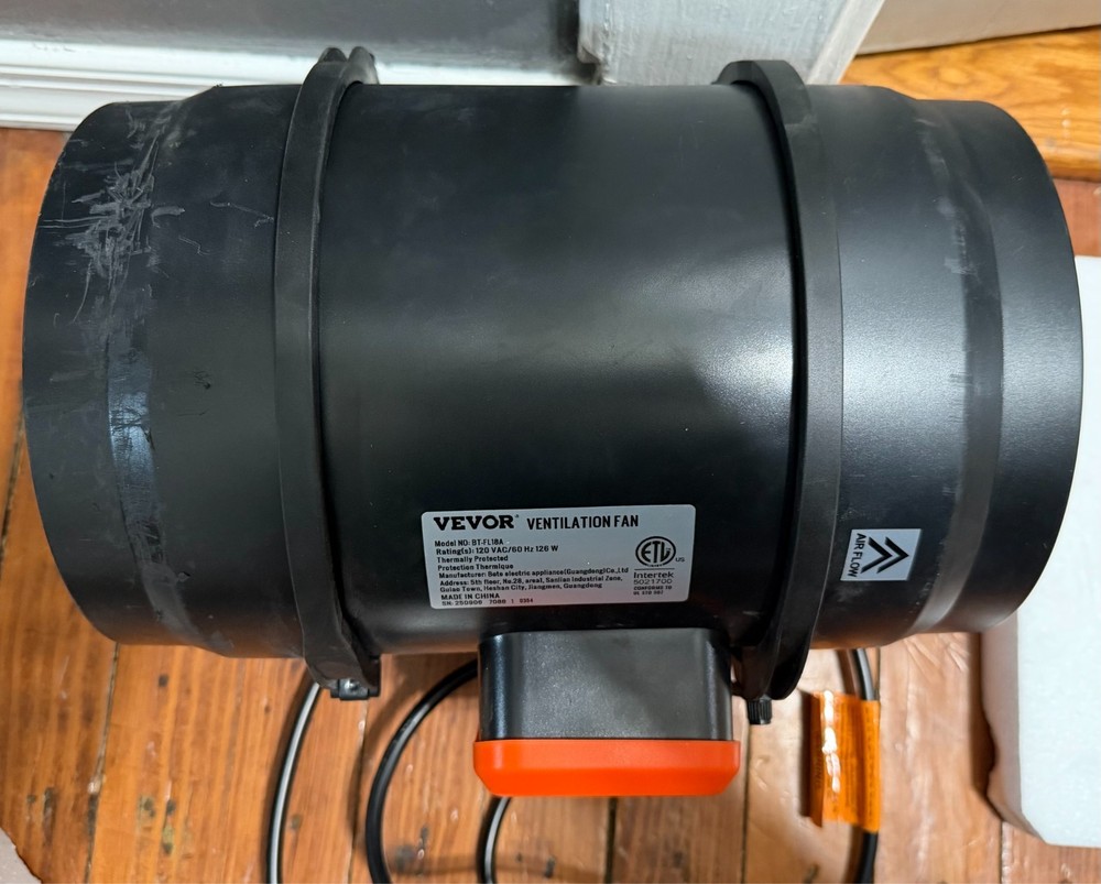 Inline Duct Fan 8" 750CFM with Variable Speed Controller Quiet AC-motor Vent Fan