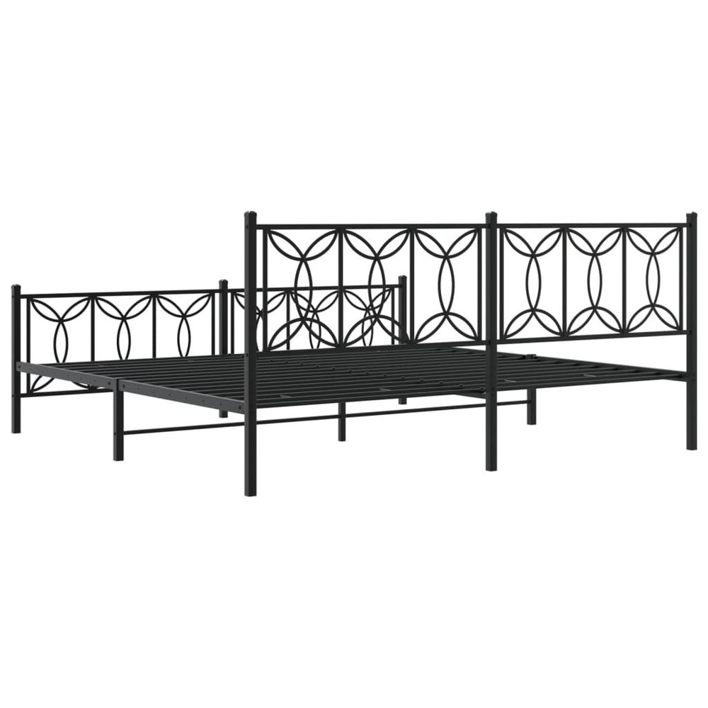 Bed Frame Black Steel Full Bed Bed Frame Rectangular Modern