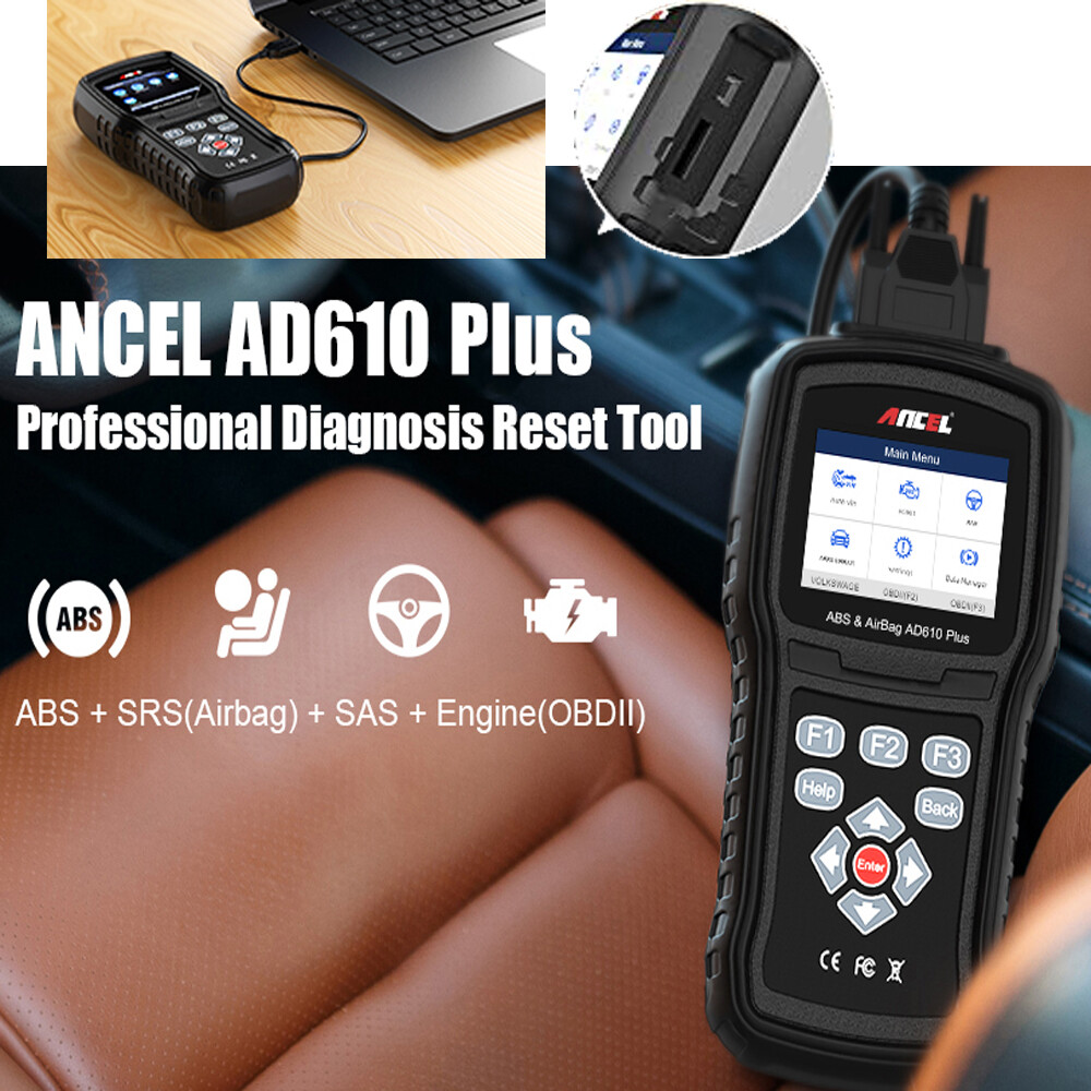 ANCEL AD610 Plus OBD2 Scanner Code Reader SAS SRS Code Reader ABS Check Engine