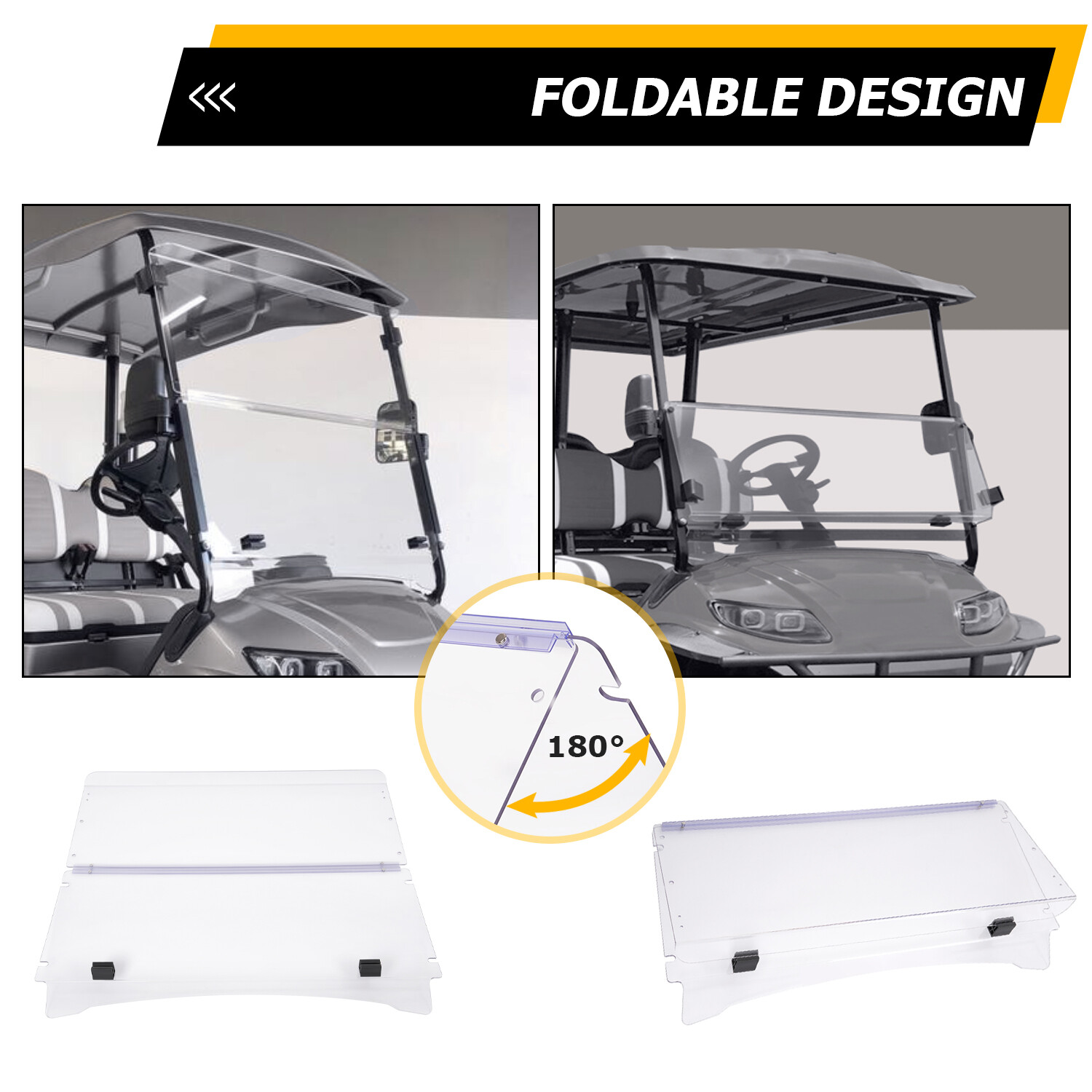 For ICON I20 I40 I60 I20L I40L I60L Golf Cart Folding Clear Windshield PC New