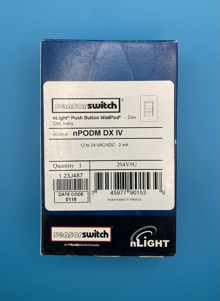 Acuity/ SensorSwitch/ nLight -NPODM-DX-IV  Push Button WallPod Dim. Ctrl - NOS