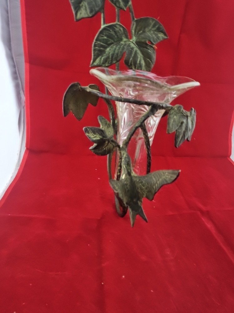 Original Antique Solid Copper Hummingbird Wall Sconce