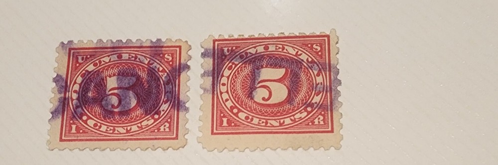 USED DOCUMENTARY. 5 Cents CANCELED.