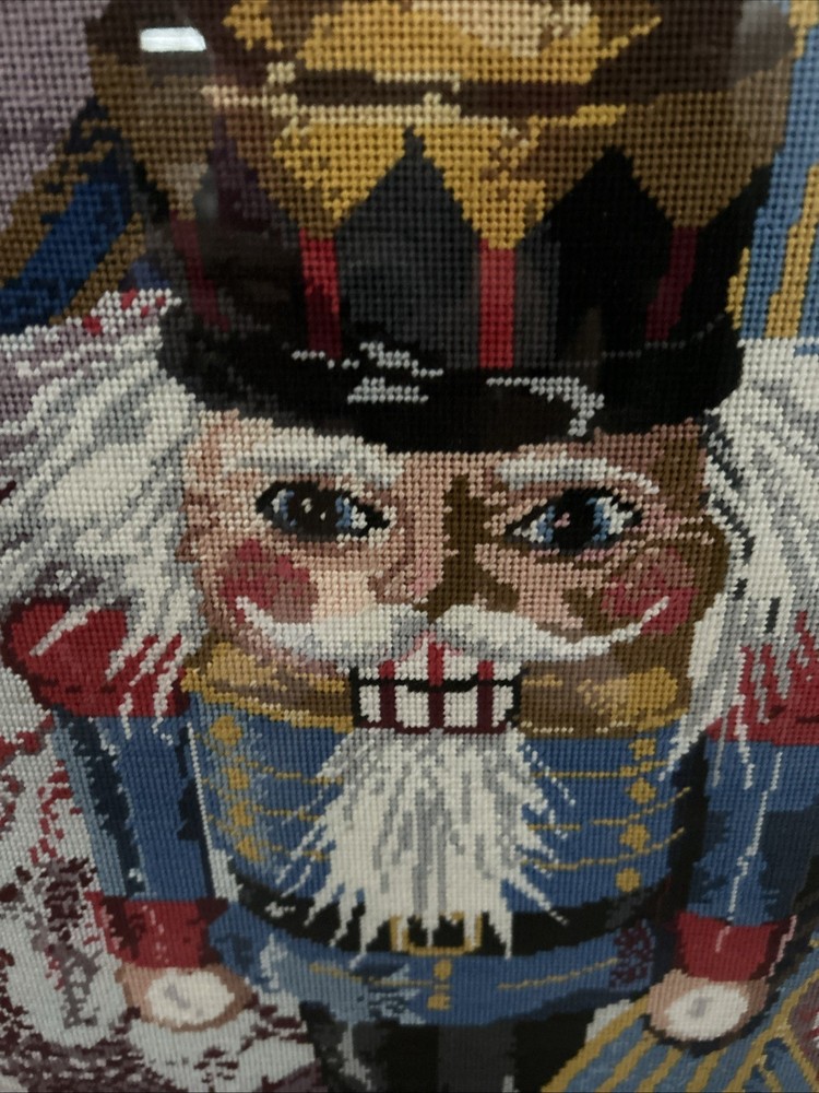 JANLYNN NEEDLEPOINT KIT NUTCRACKER 19x25 Framed Christmas Signed 2003 VTG