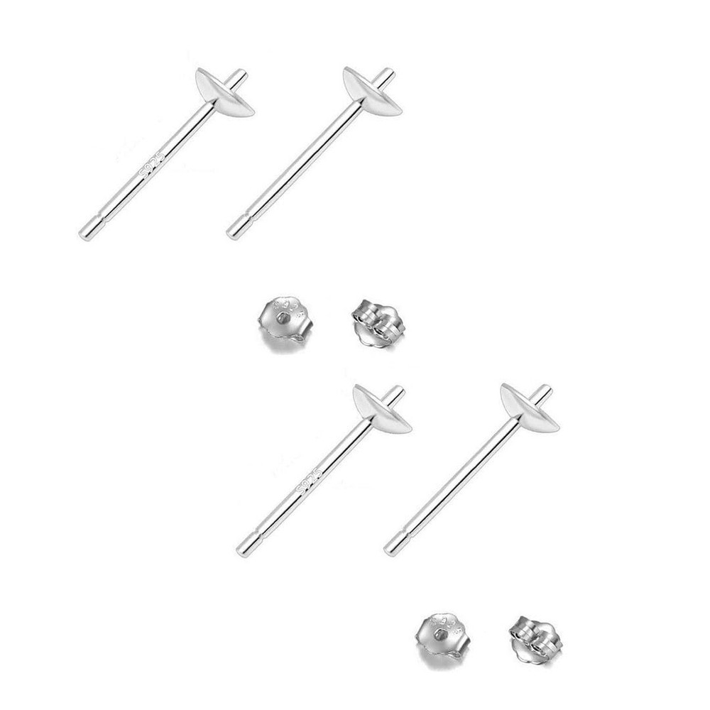 5 Pairs Authentic Sterling Silver Stud Earring Posts Findings 0.7mm Pin 4mm (...