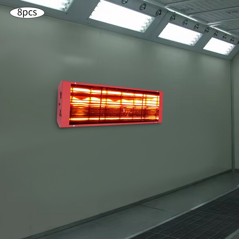 8 Pack 2000W Spray Baking Booth Infrared Paint Curing Light Heating Lamp Heaters