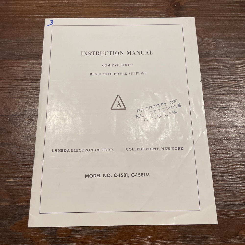 Lambda C-1581,C-1581M Com-Pak Series Regulated Power Supplies Instruction Manual