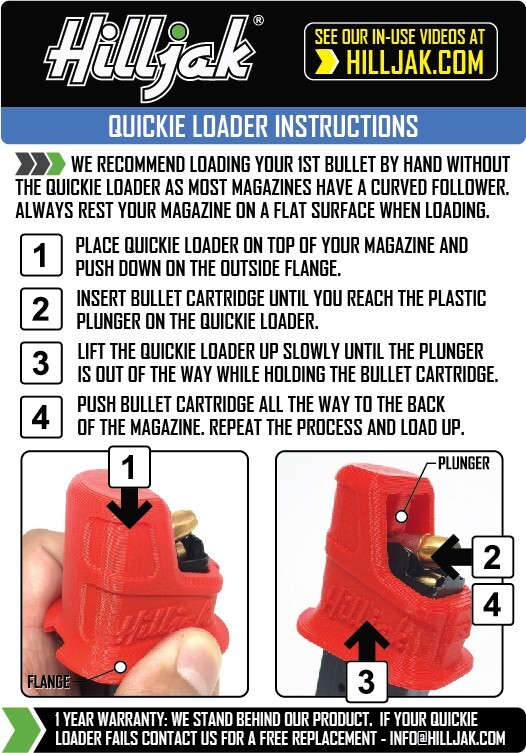 Universal 9mm single-stack Speed Loader - Quickie Loader by Hilljak QL9SS, Black