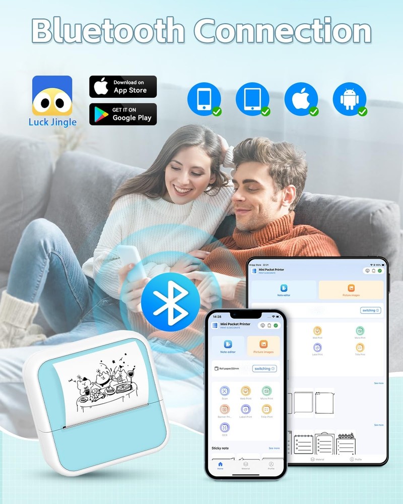 Sticker Printer - Printpods Mini with Stickers, Mini, Light Blue