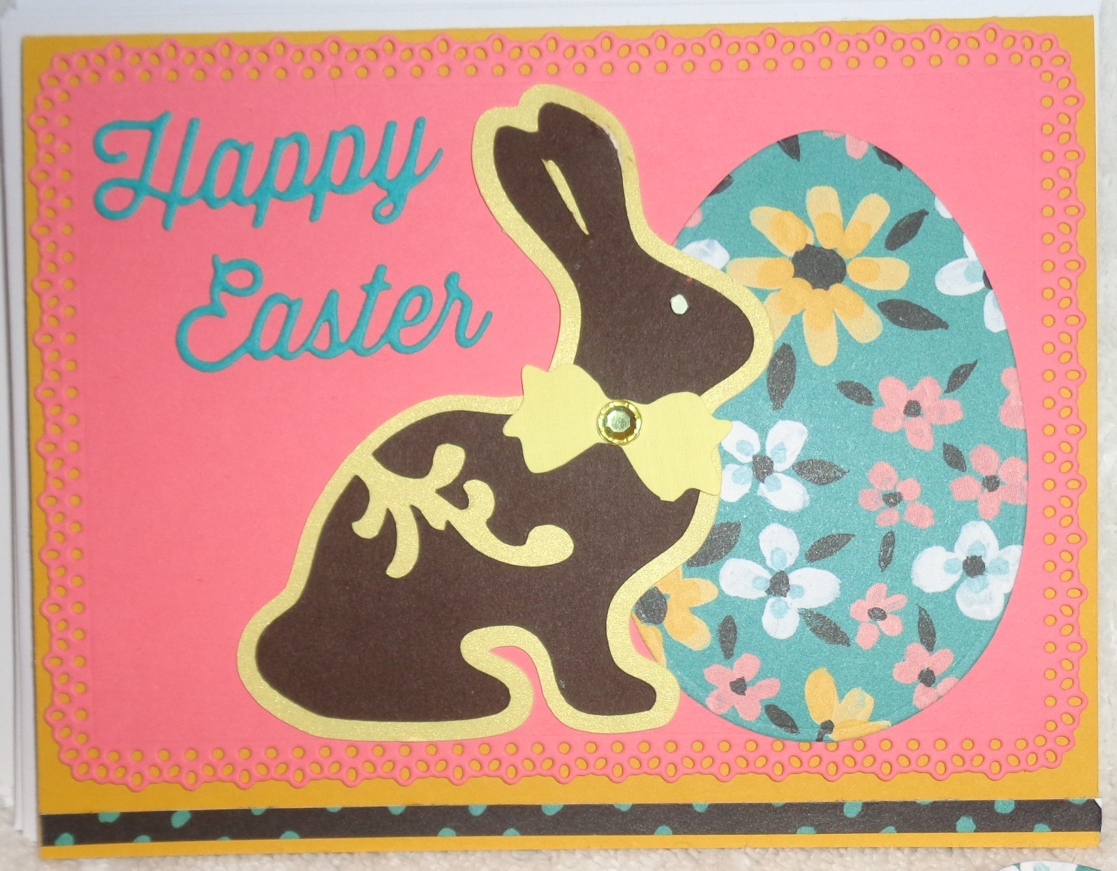 Stampin Up! Card Kit Happy Easter Big Chocolate Bunny Rabbit & Pretty Egg CUTE!