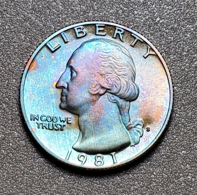 TONED 1981 S WASHINGTON QUARTER PROOF UNC #P581