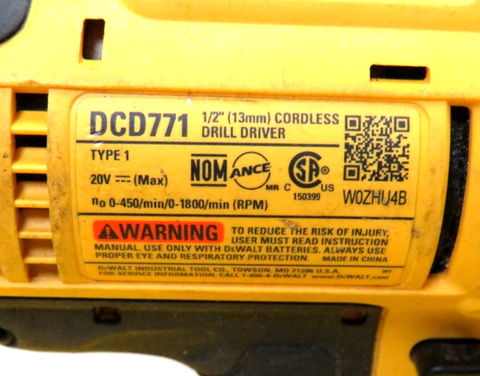 DeWALT DCD771 20V Cordless Compact Drill with 2 Batteries