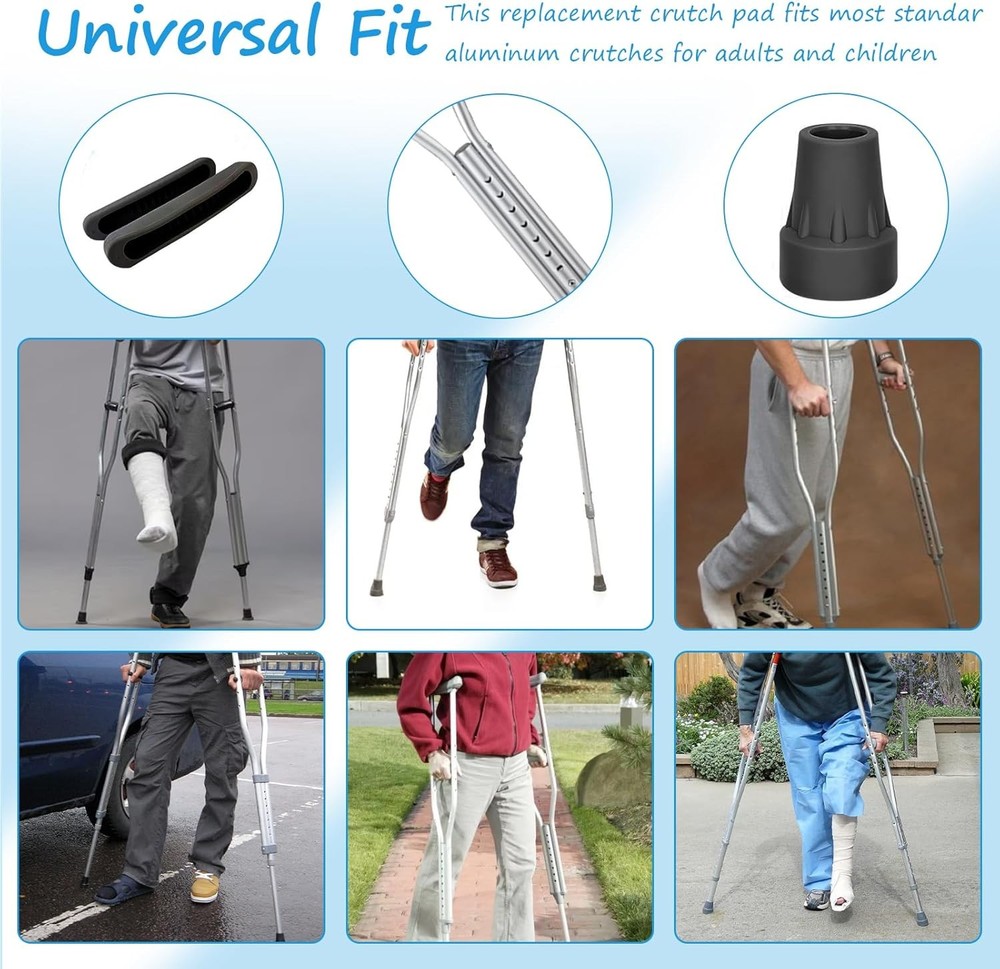 Replacement Crutch Pads, 6 Pcs Accessory Black