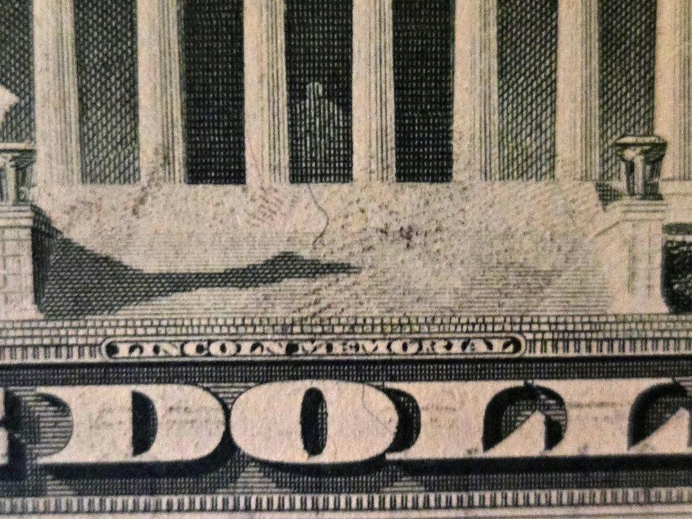 1977 $ five dollar bill back error uncirculated crisp