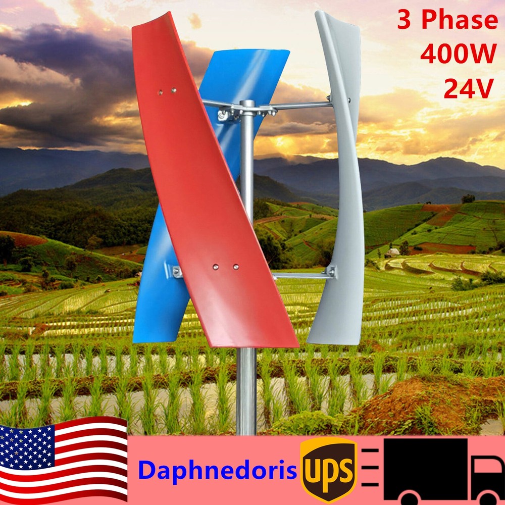24V 3 Blades Wind Turbine Generator Windmill Vertical Axis Wind Power+Controller