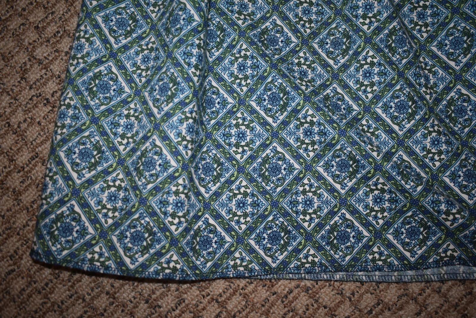 Pioneer Prairie Victorian 19th Century Dress Blue wDiamond Medallion Skirt AM/L