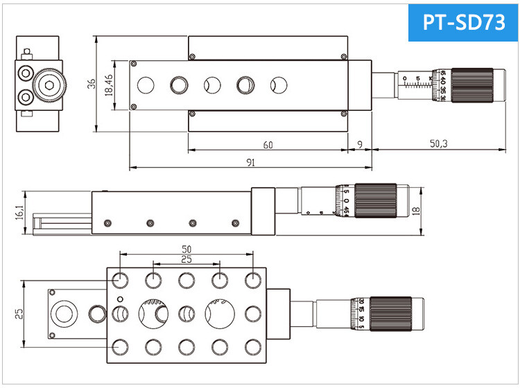 Single Axis High-Precision Manual Linear Stage Displacement Translation Platform