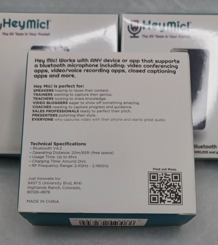 Hey Mic! Bluetooth Microphone: iPhone, Android, PC Mac Audio/Video Record - READ