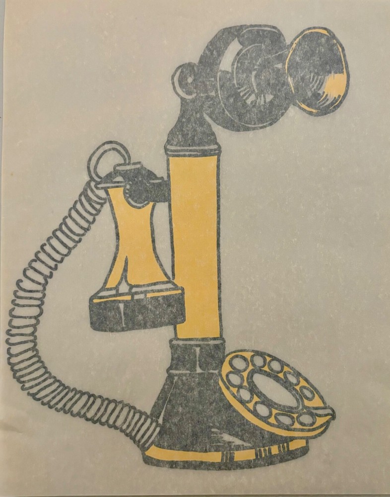 Original Vintagage 1973 Psychedelic Telephone Iron On Transfer