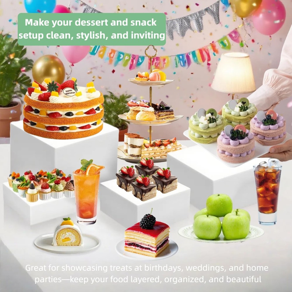 6 PCS Buffet Risers and Stands, Food Risers for Buffet Table, Acrylic Nesting...