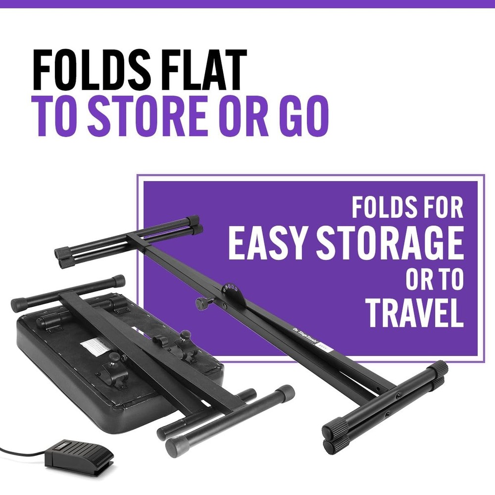 Keyboard Stand Bench and Sustain Pedal Bundle - On-Stage
