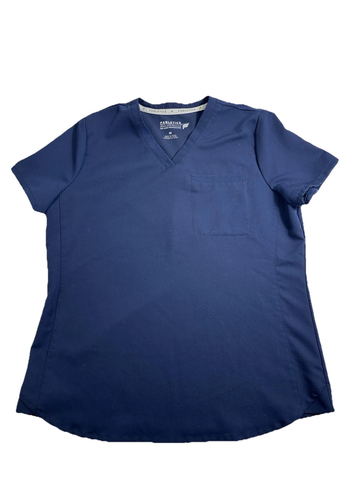 Fabletics Scrub Top Womens Medium Navy Blue V Neck Medical Uniform Workwear Top