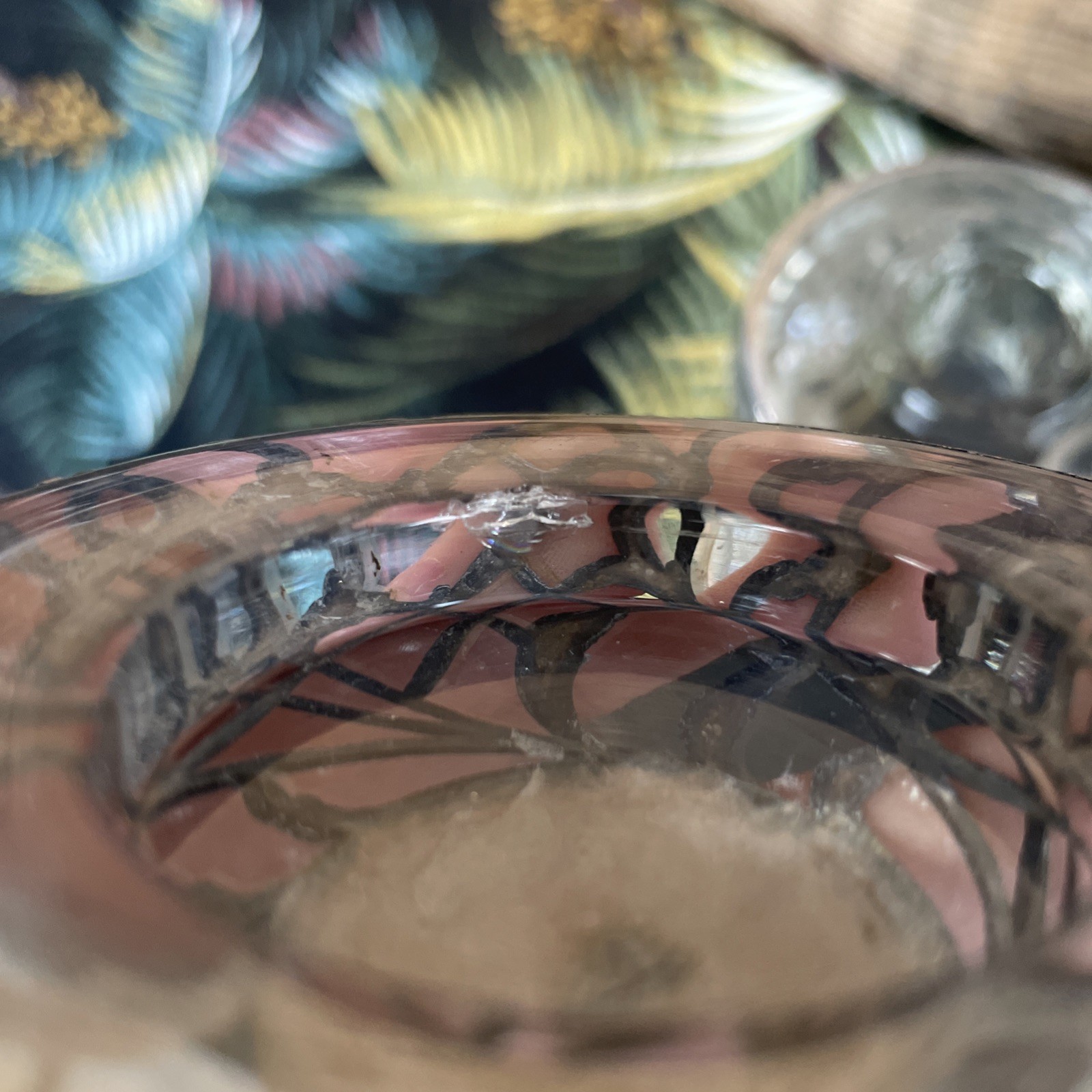 Antique Sterling Silver Overlay Glass Globe Art Nouveau Inkwell