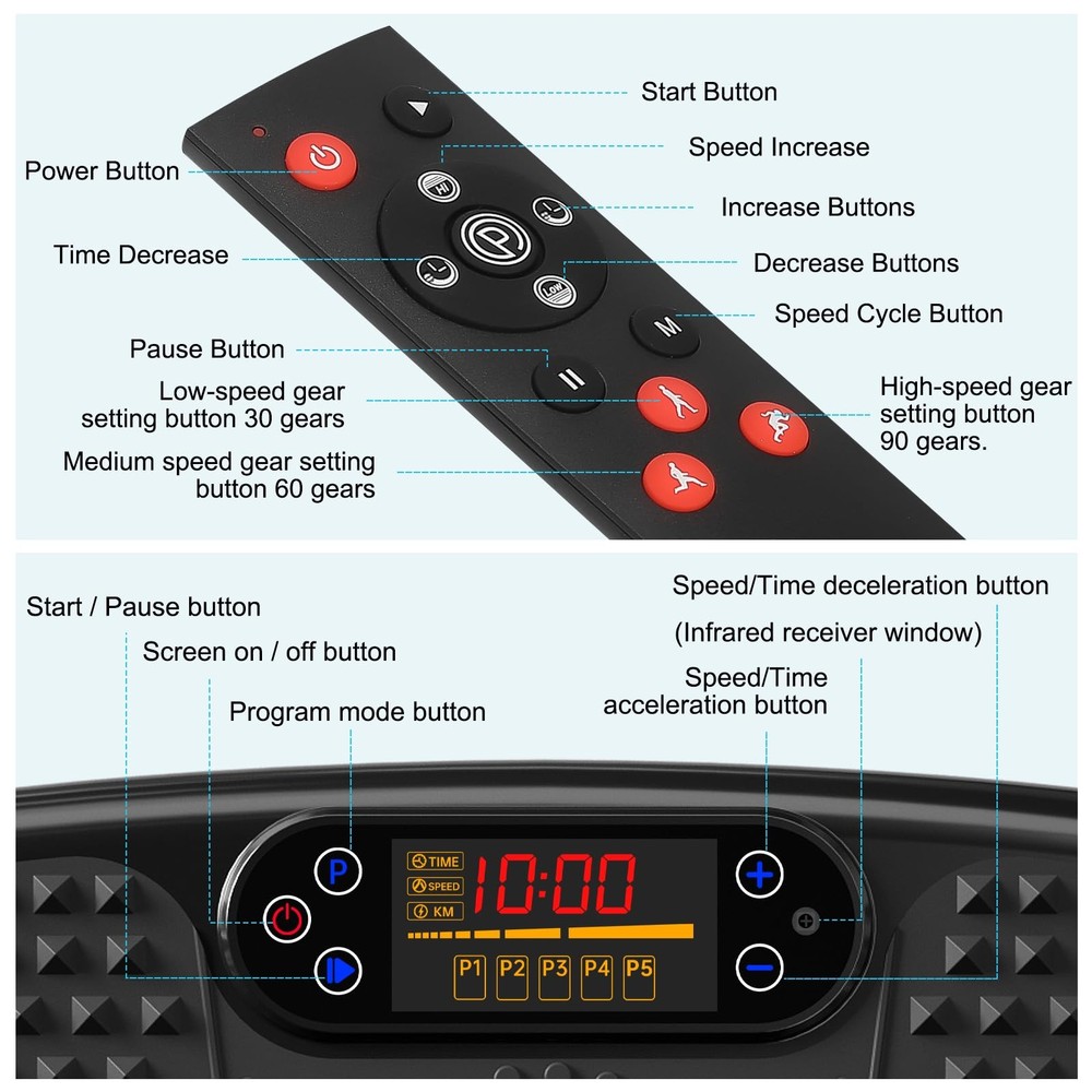 SoftGym Vibration Plate Exercise Machine for Lymphatic Drainage,Power Black