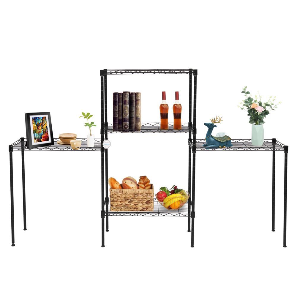 5 Tier Assembled Wire Shelving Rack Adjustable Shelf Storage Unit Bookshelf