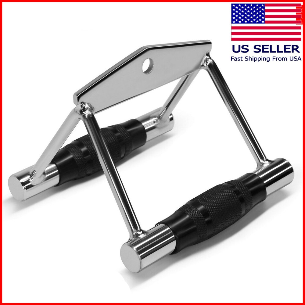 Home Gym Cable Attachment Exercise Machine Tricep Row V Pull Bar D Handle Rubber