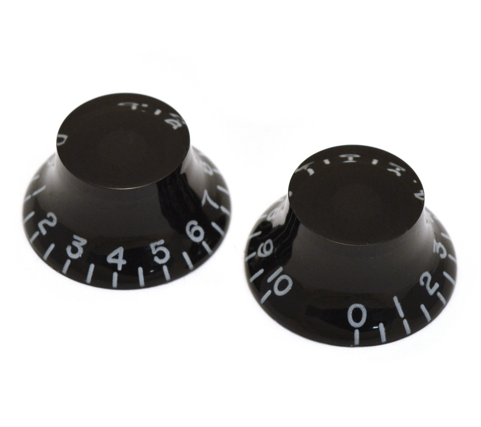 PK-MBI-B (2) Black Bell Knobs For 6mm Split Shaft Pots Import Guitars