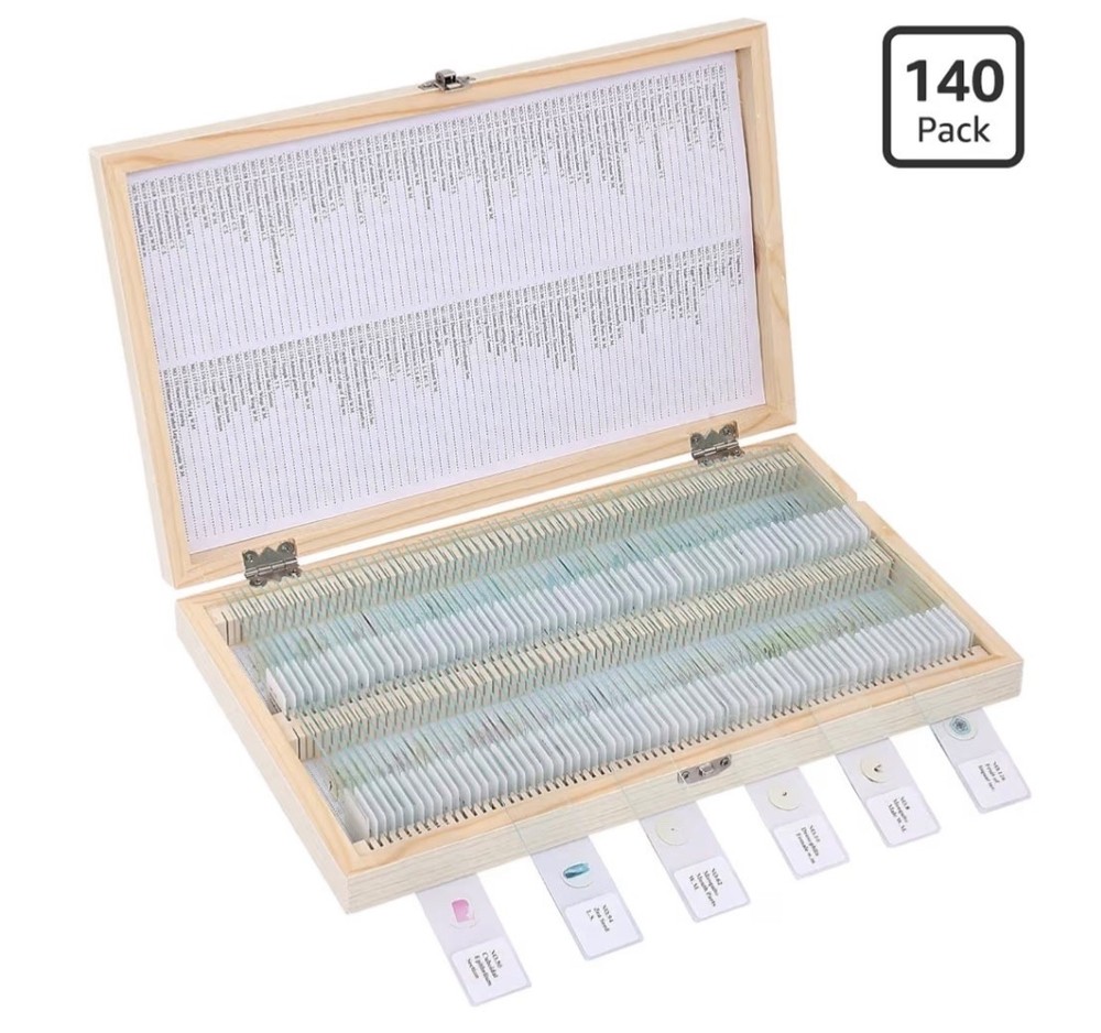 140 Pcs Microscope Slides with Specimens,Plant, Animal, Algae,etc,Educational Mi