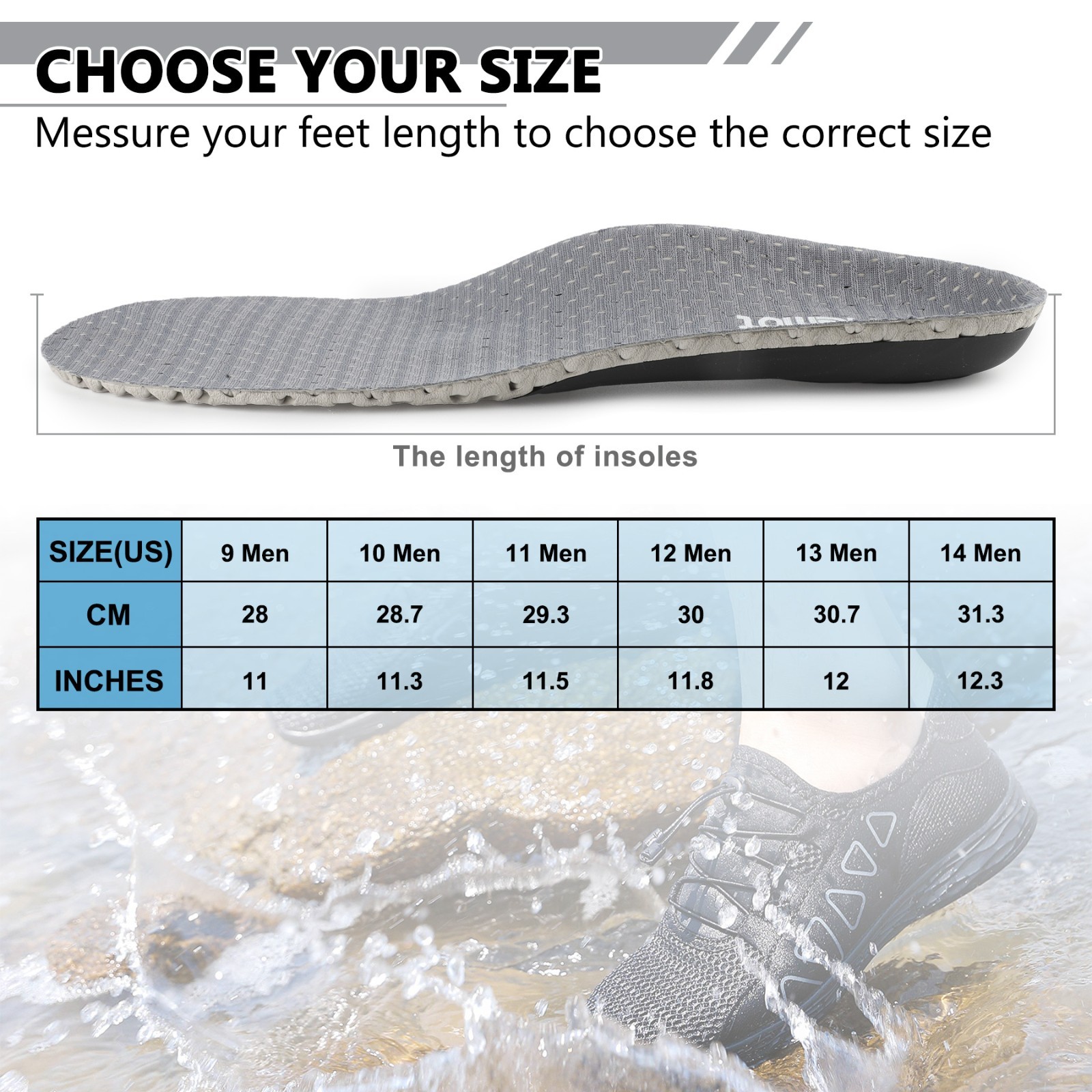 Mens Orthotic Insole Inserts with Arch Support for Plantar Fasciitis Flat Feet