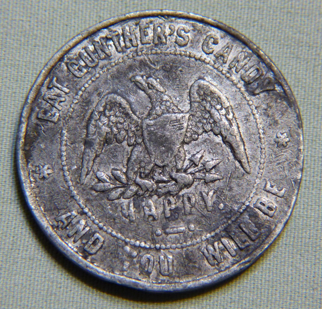 Rare 1876 U.S. Centennial Exposition Gunther's Candy Good Luck Token - Lot 1596