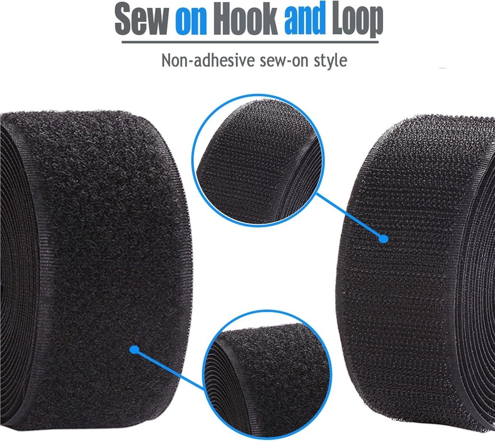 Reusable 2 Inch Sew-On Hook and Loop Fasteners - Ideal for DIY Sewing Projects
